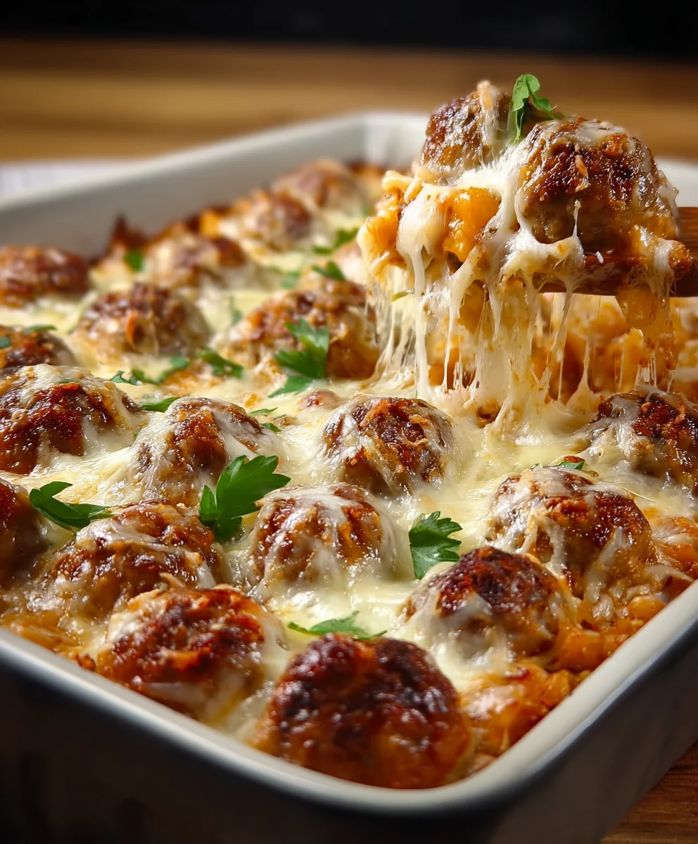 Quick & Easy Dump and Bake Meatball Casserole Recipe