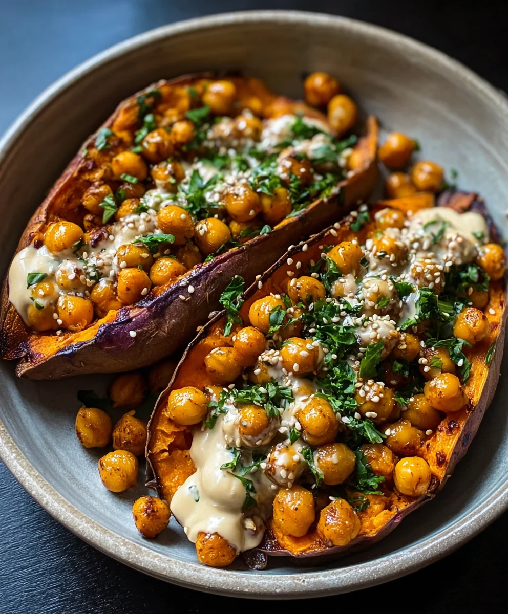 Sweet Potatoes with Tahini Butter Chickpeas: Flavorful Recipe