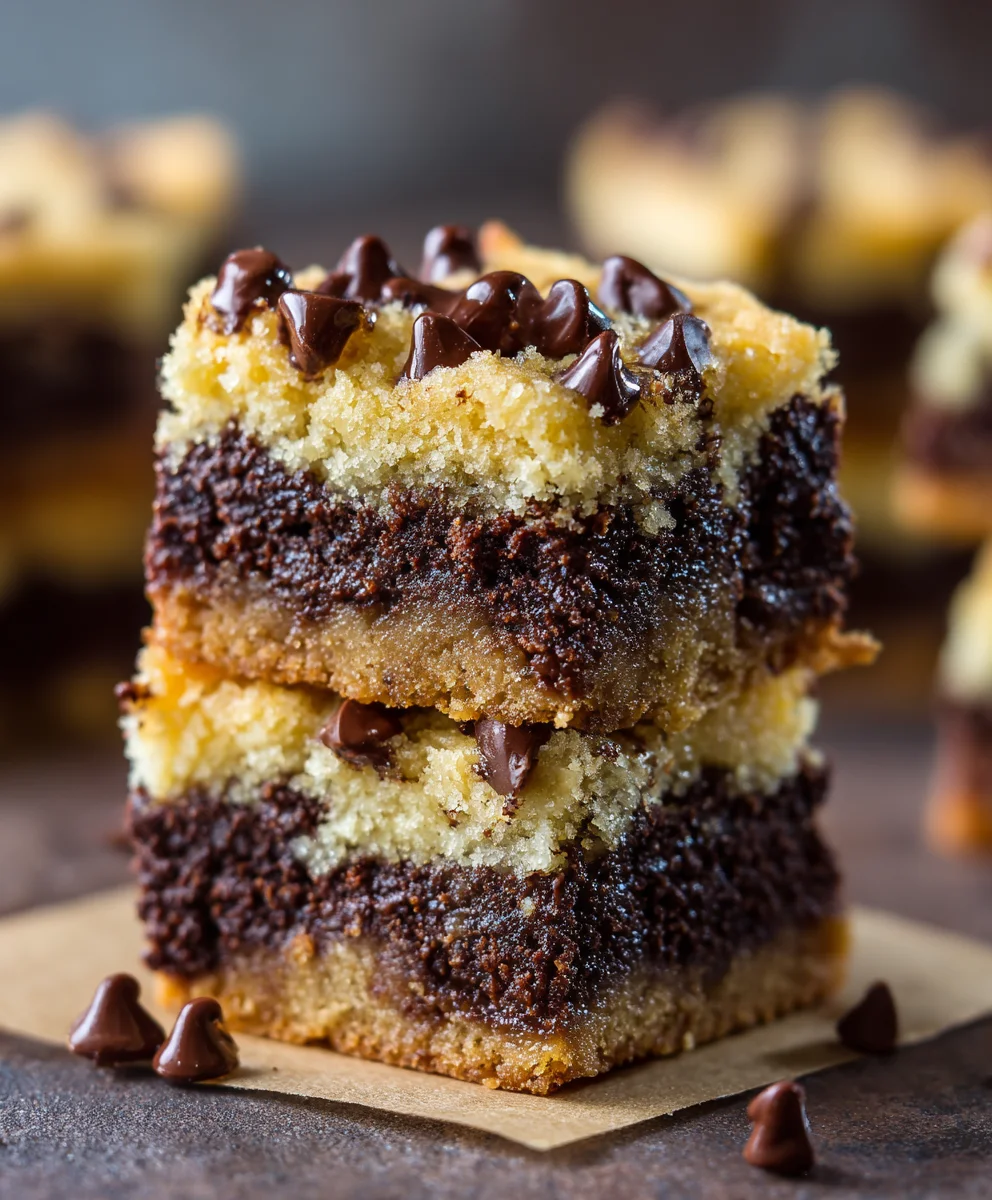 Ultimate Gooey Chocolate Chip Cookie Dough Brownie Bars