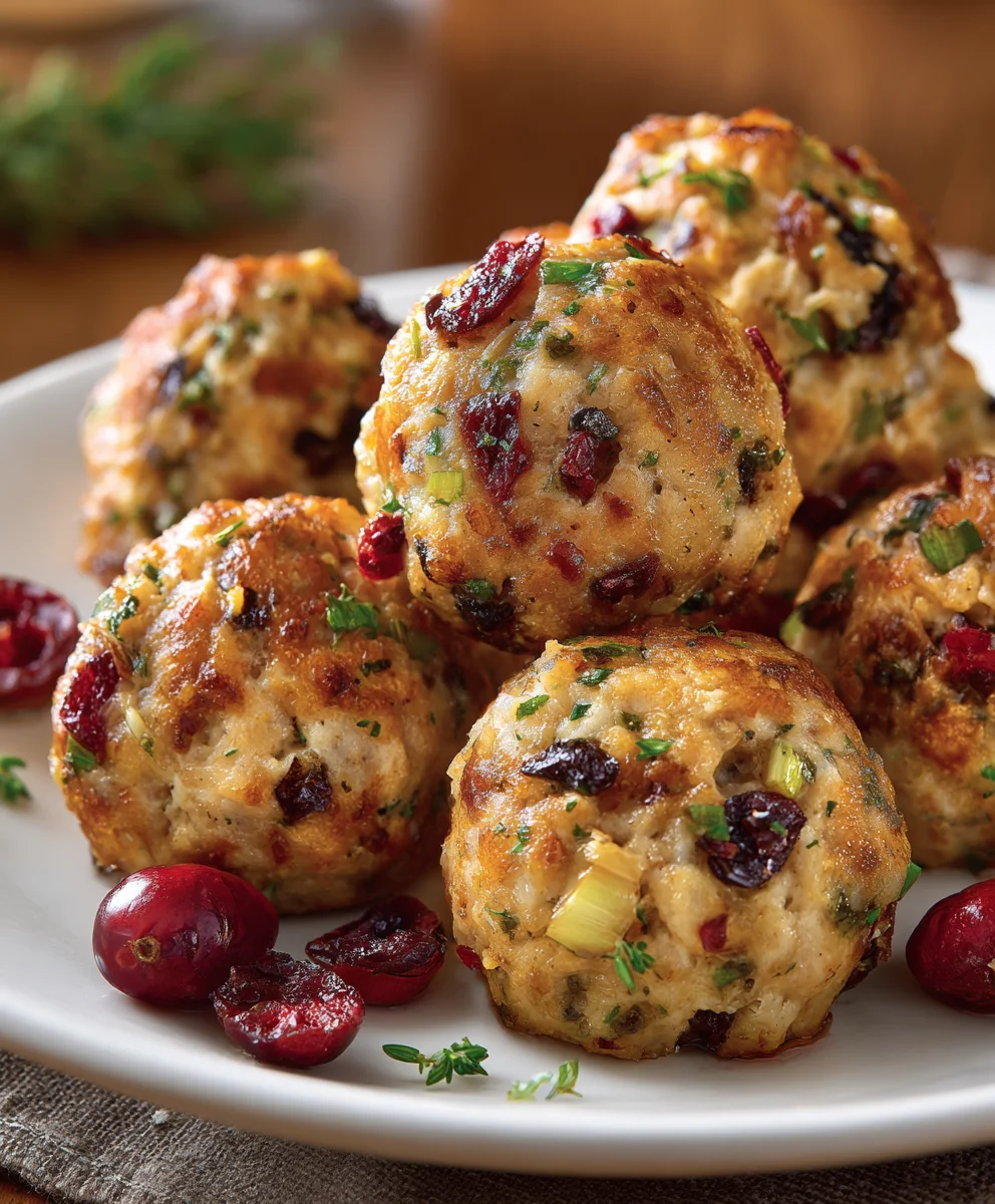 Savory Cranberry Turkey Stuffing Balls – Perfect Holiday Side