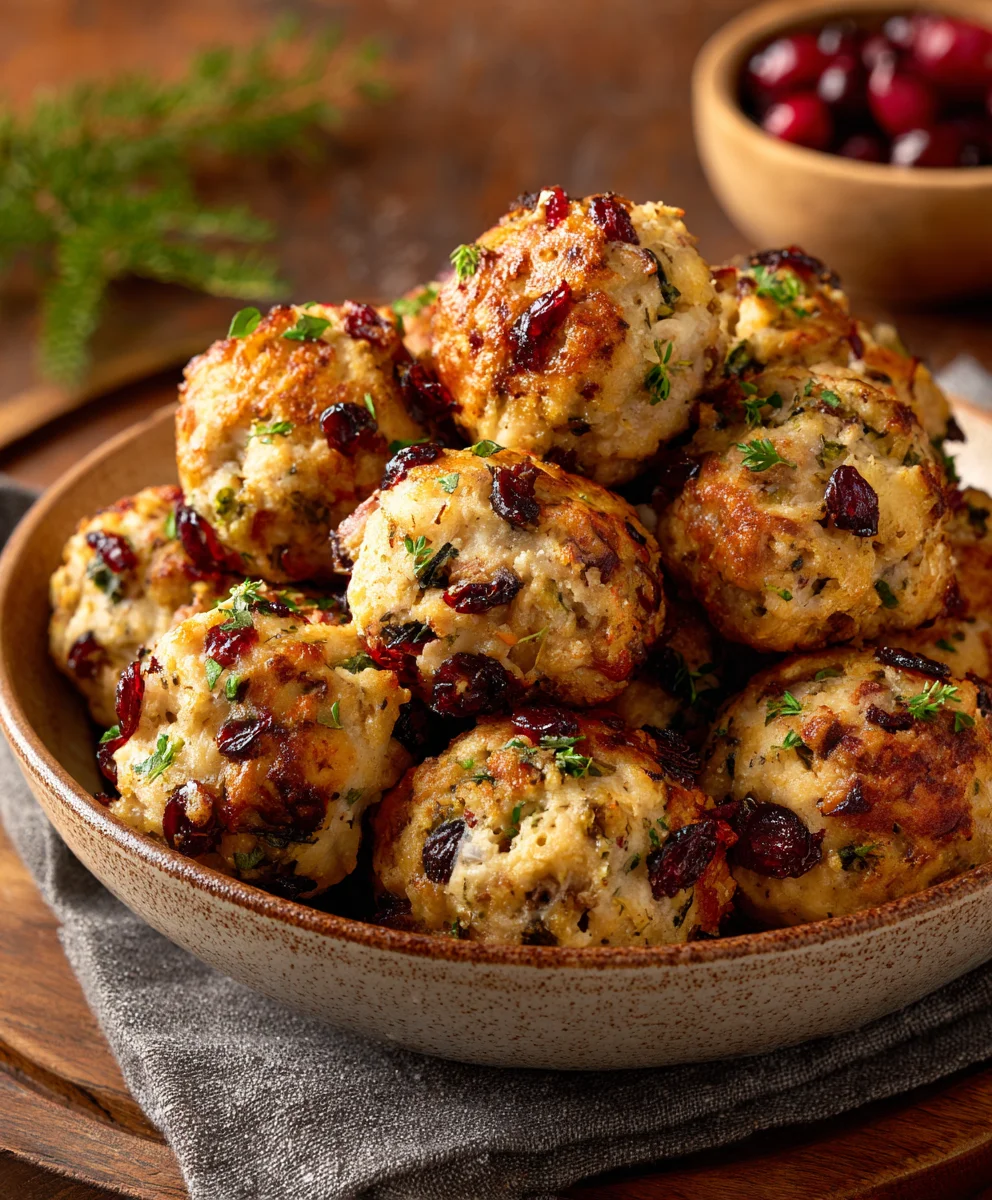Savory Cranberry Turkey Stuffing Balls – Perfect Holiday Side