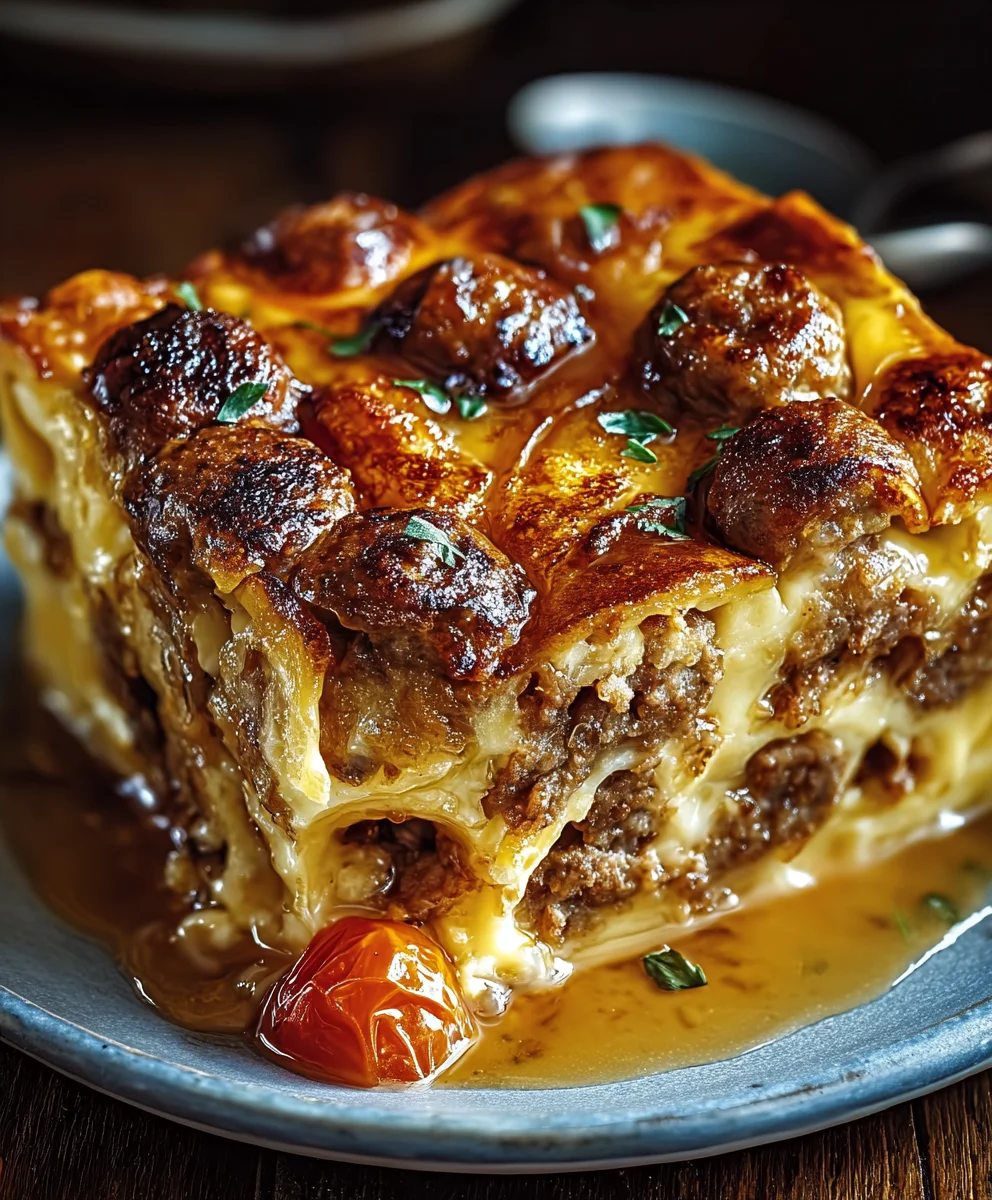 Hearty Beef Pancake Sausage Casserole: Perfect for Breakfast.