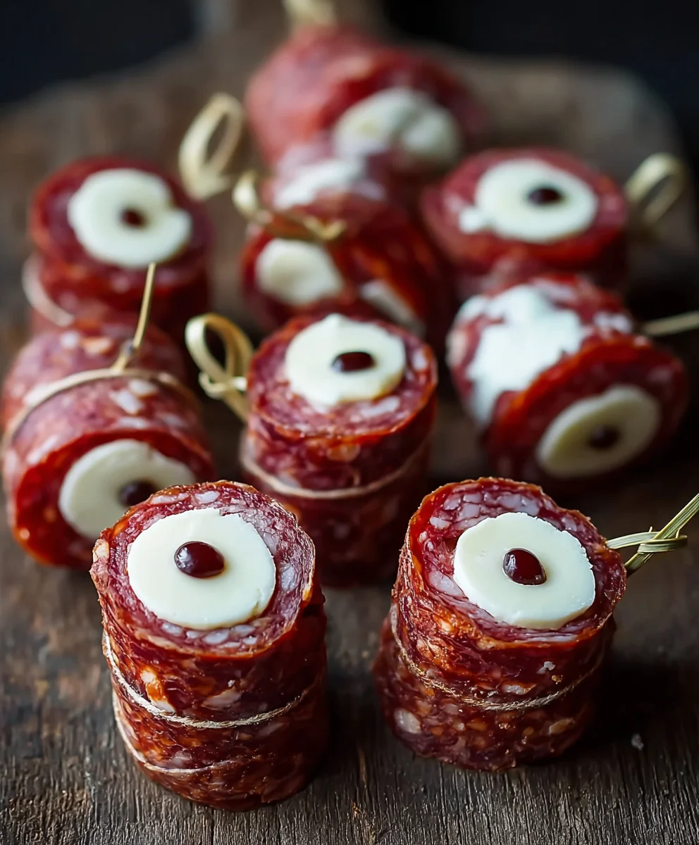 Spooky Beef Salami Mozzarella Eyeballs for Halloween Fun