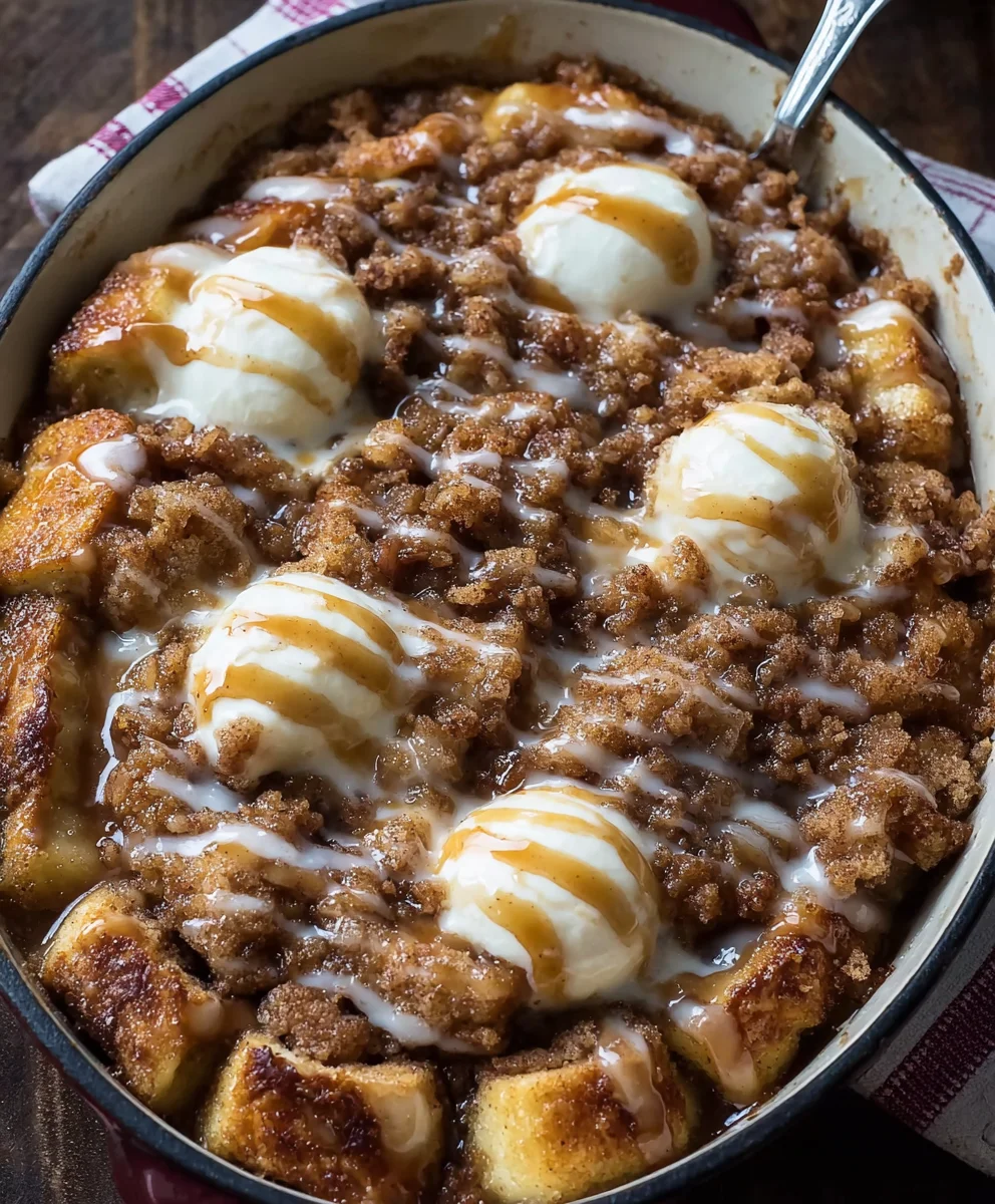 Ultimate Apple Crisp Cinnamon Roll Casserole Delight