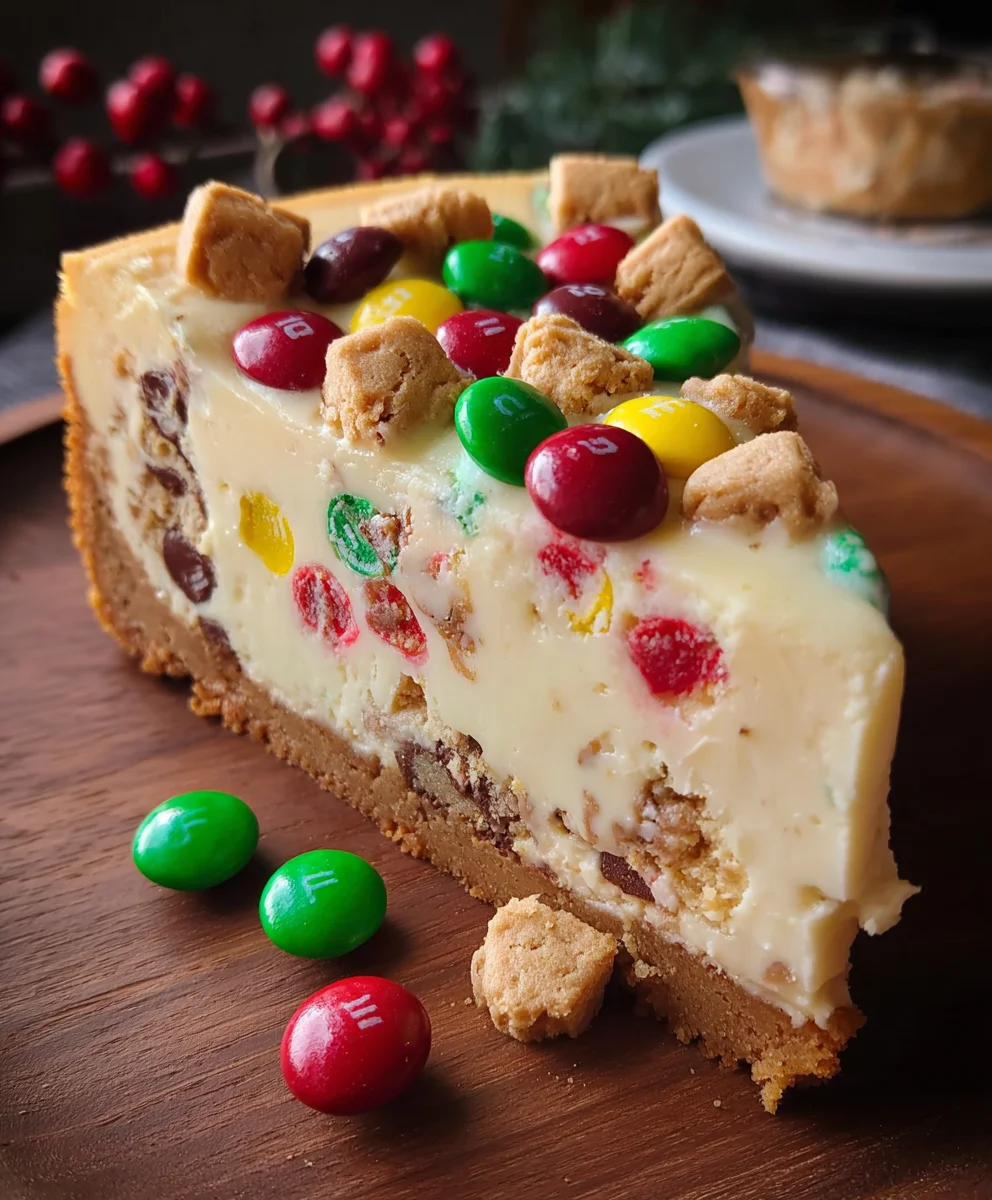 M&M Christmas Cookie Dough Cheesecake Recipe