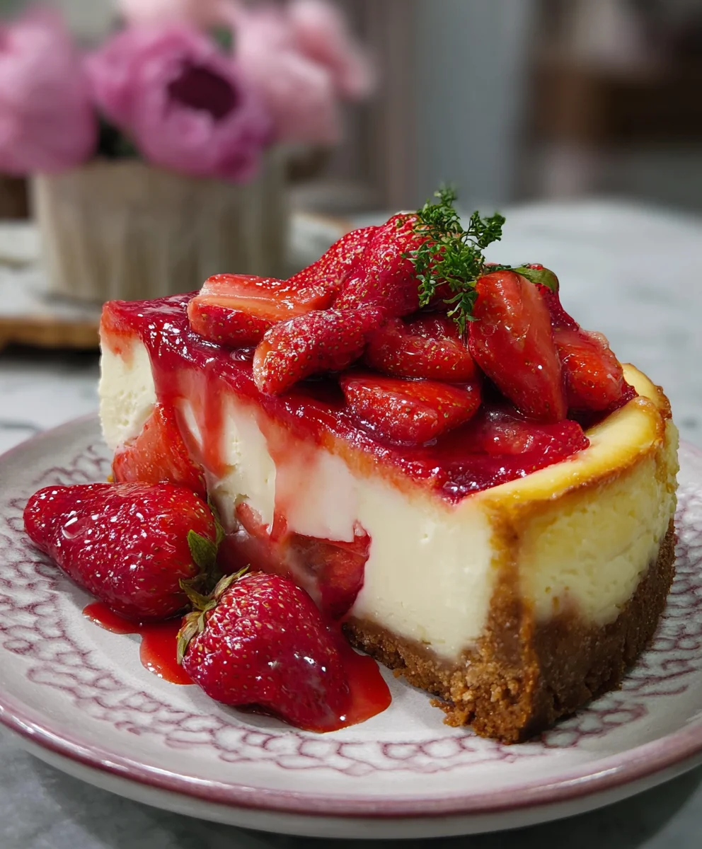 Creamy Strawberry Cheesecake Recipe-Easy & Delicious
