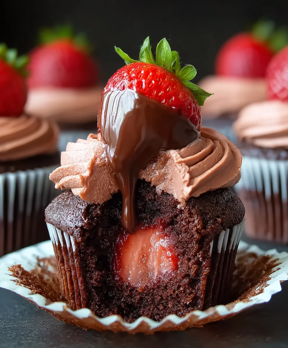 Decadent Chocolate Strawberry Cupcakes-Easy Recipe