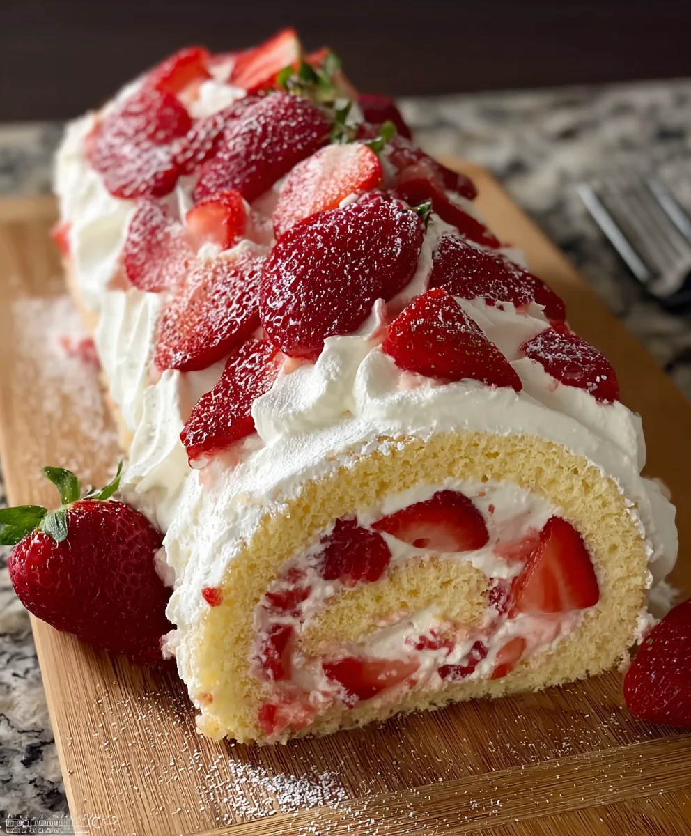 Decadent Strawberry Shortcake Cheesecake Dessert Roll