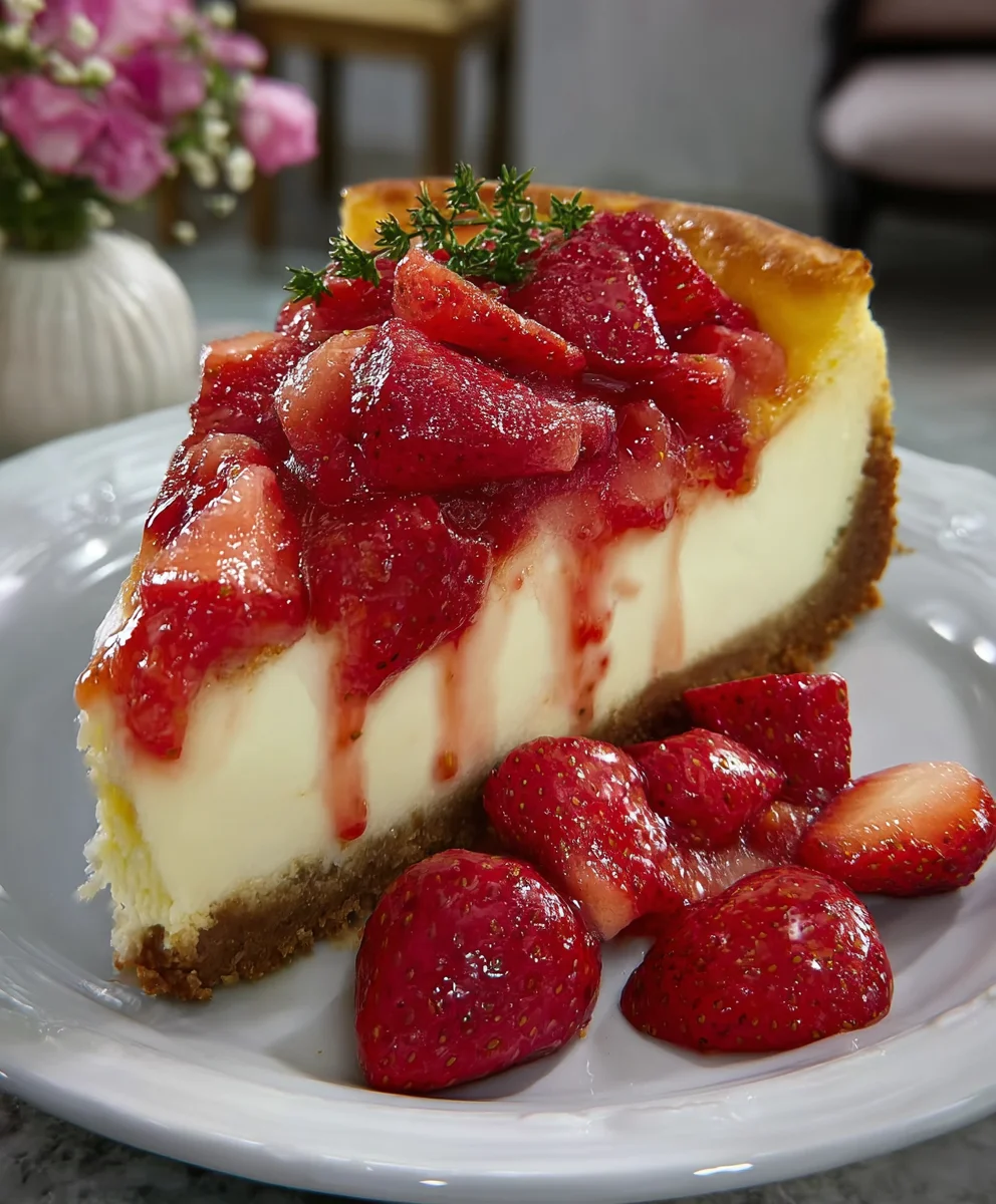 Creamy Strawberry Cheesecake Recipe-Easy & Delicious