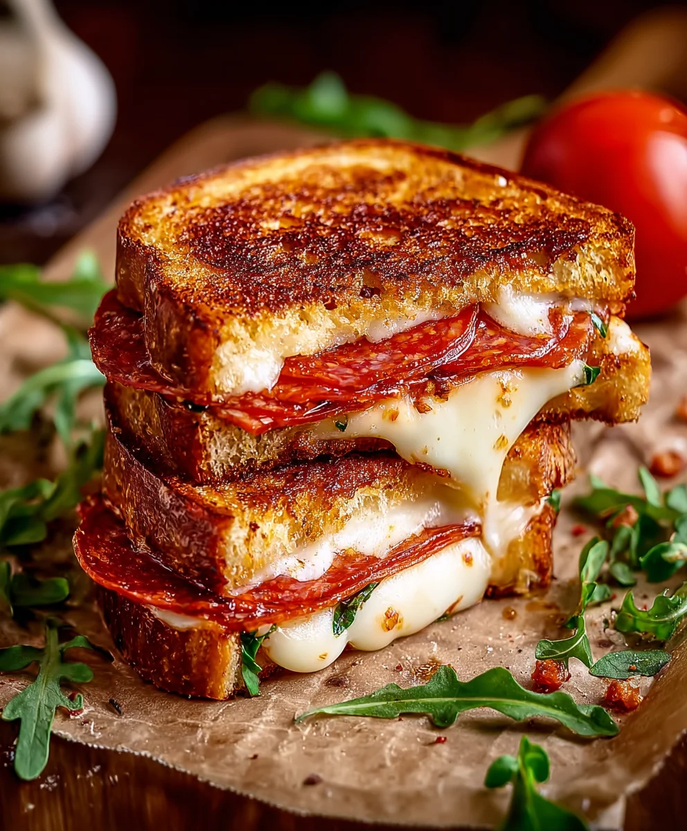 Beef Pepperoni Pizza Grilled Cheese - Delicious Twist