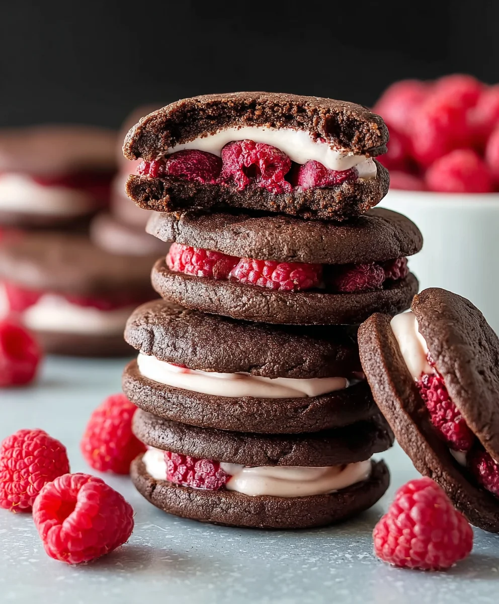 Homemade Chocolate Raspberry Cookie Sandwiches-Decadent Treats