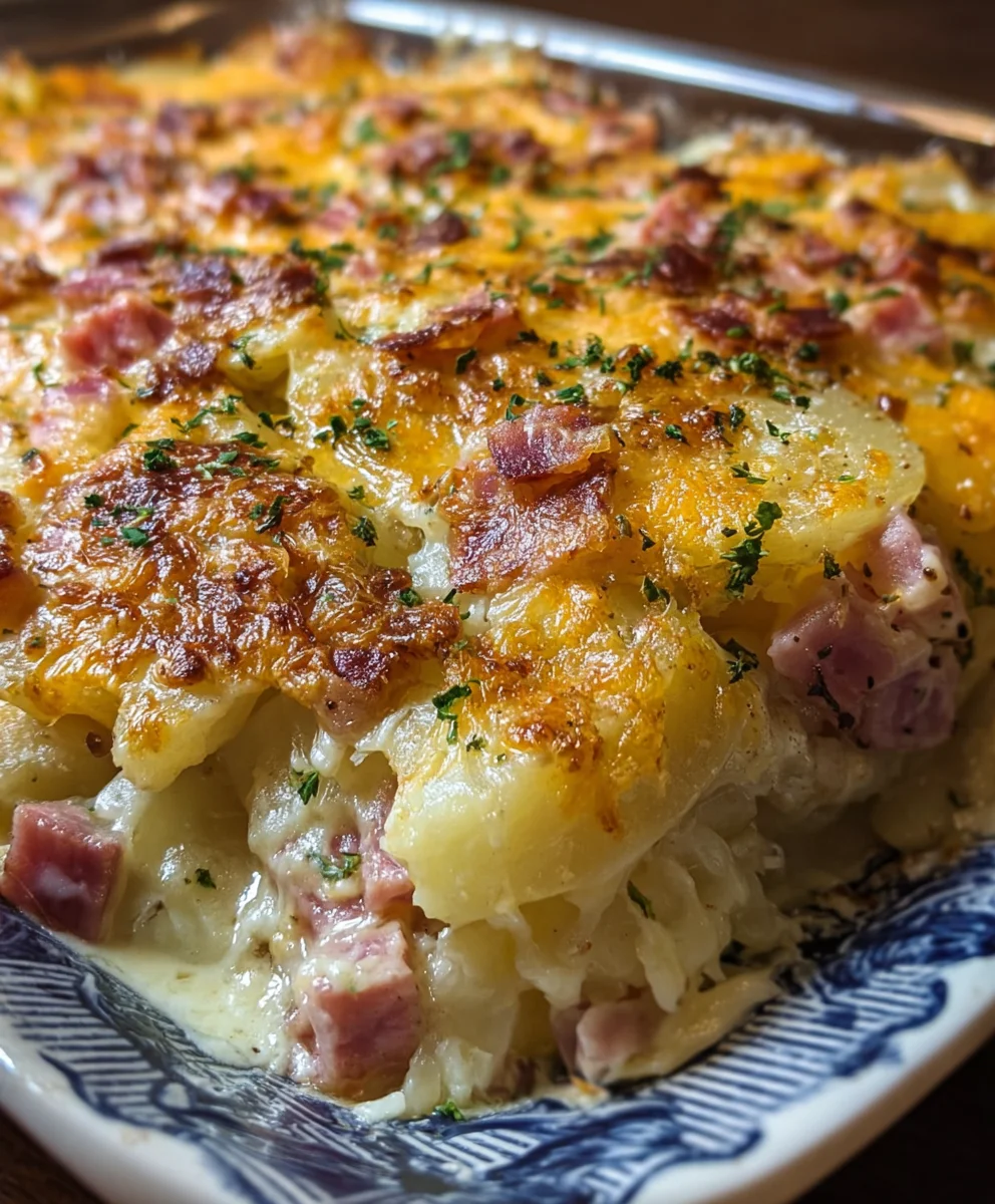 Cheesy Beef Potato Ham Casserole Recipe
