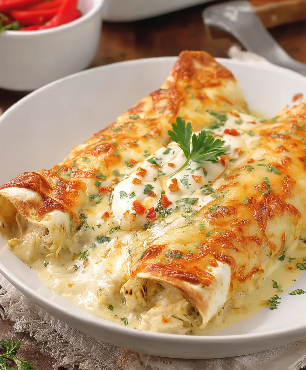 Creamy White Chicken Enchiladas Recipe-Easy & Delicious