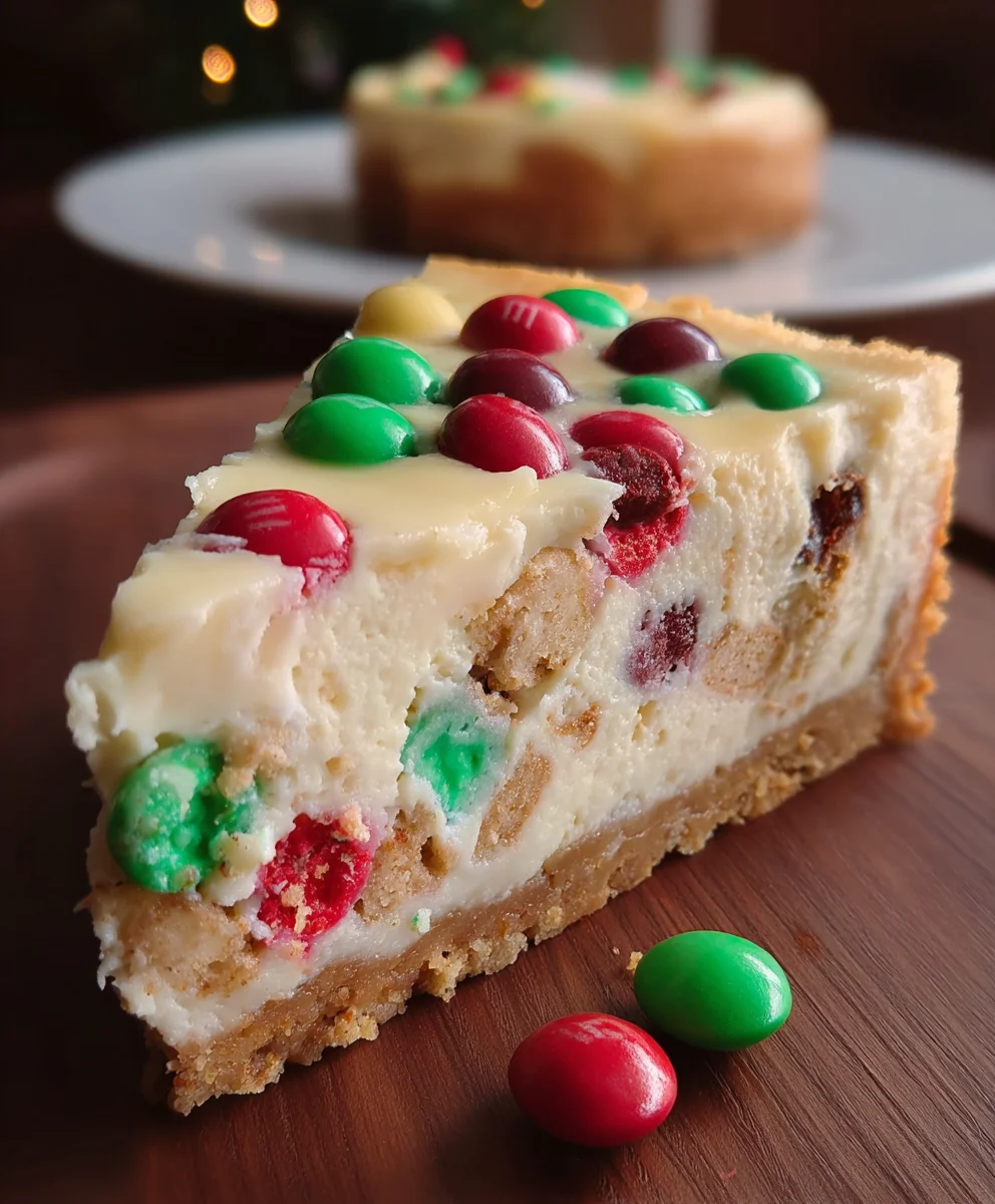 M&M Christmas Cookie Dough Cheesecake Recipe