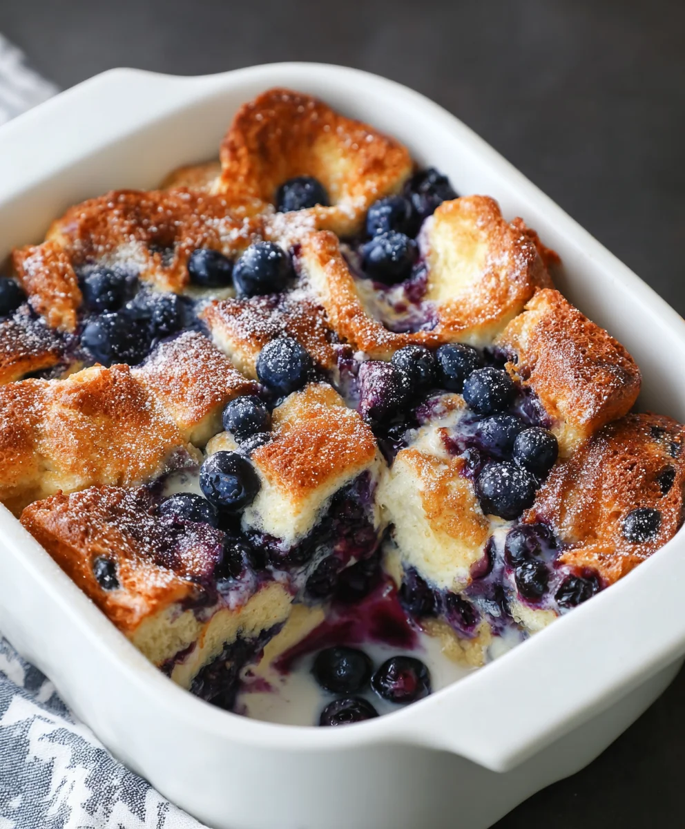 Easy Overnight Blueberry French Toast Casserole