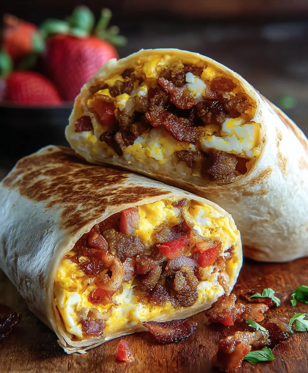 Beef Bacon Egg Cheese Breakfast Burrito Recipe