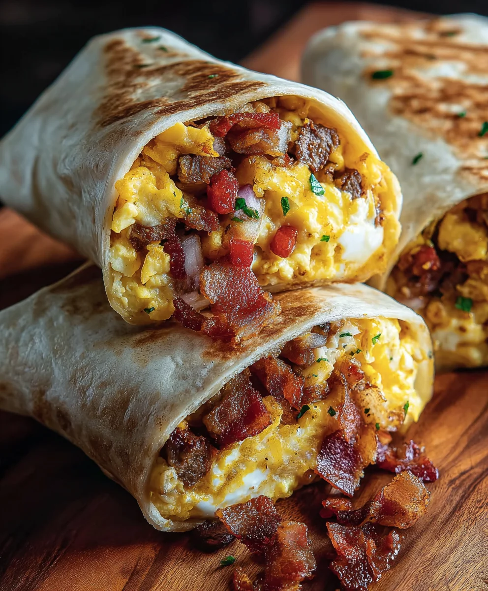 Beef Bacon Egg Cheese Breakfast Burrito Recipe