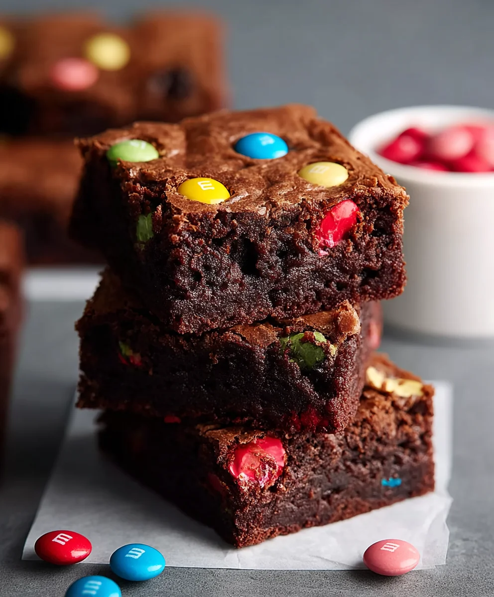 Fudgy M&M Brownies-Easy Chocolate Bliss