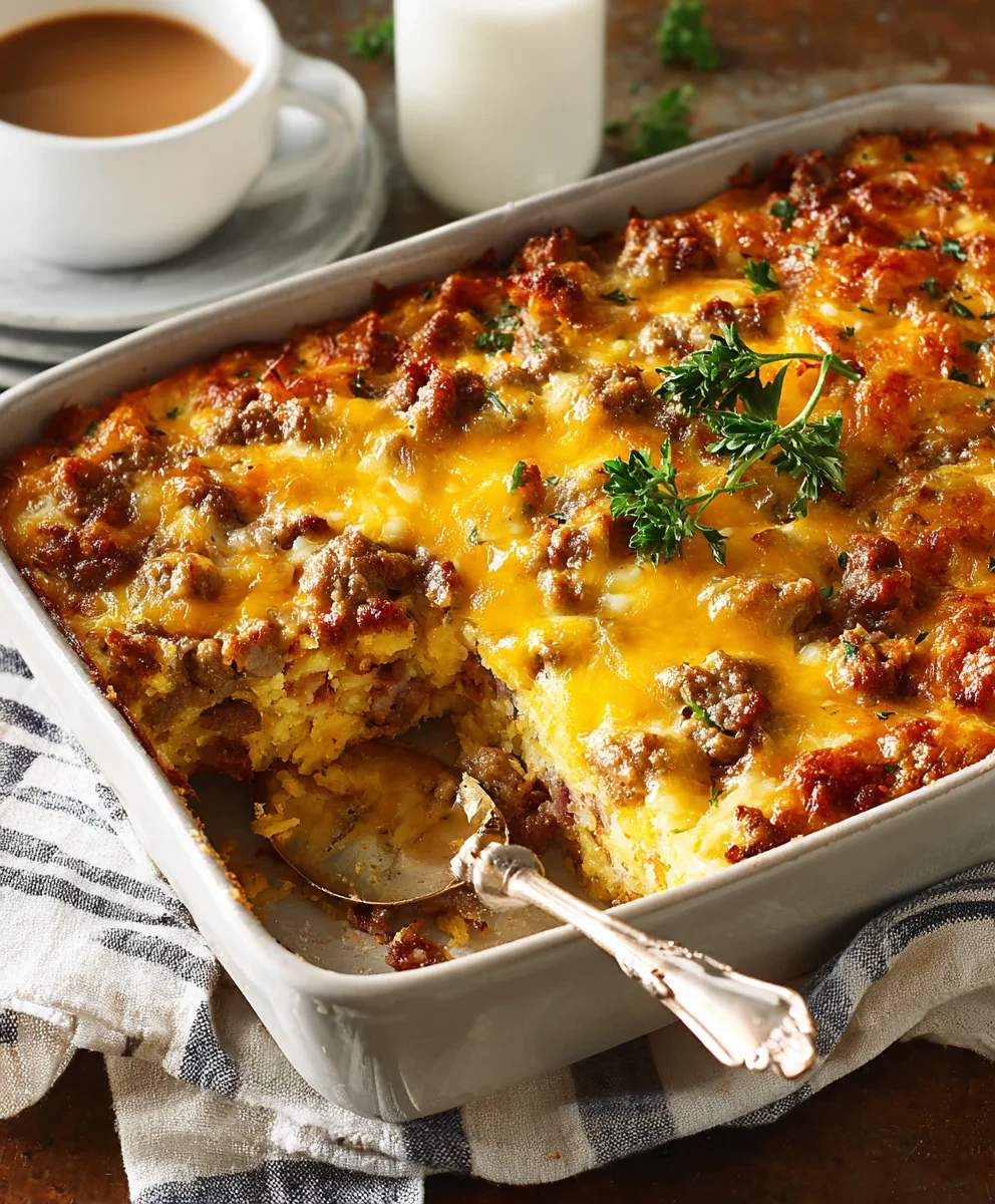 Beef Sausage Hash Brown Breakfast Casserole - Easy Meal