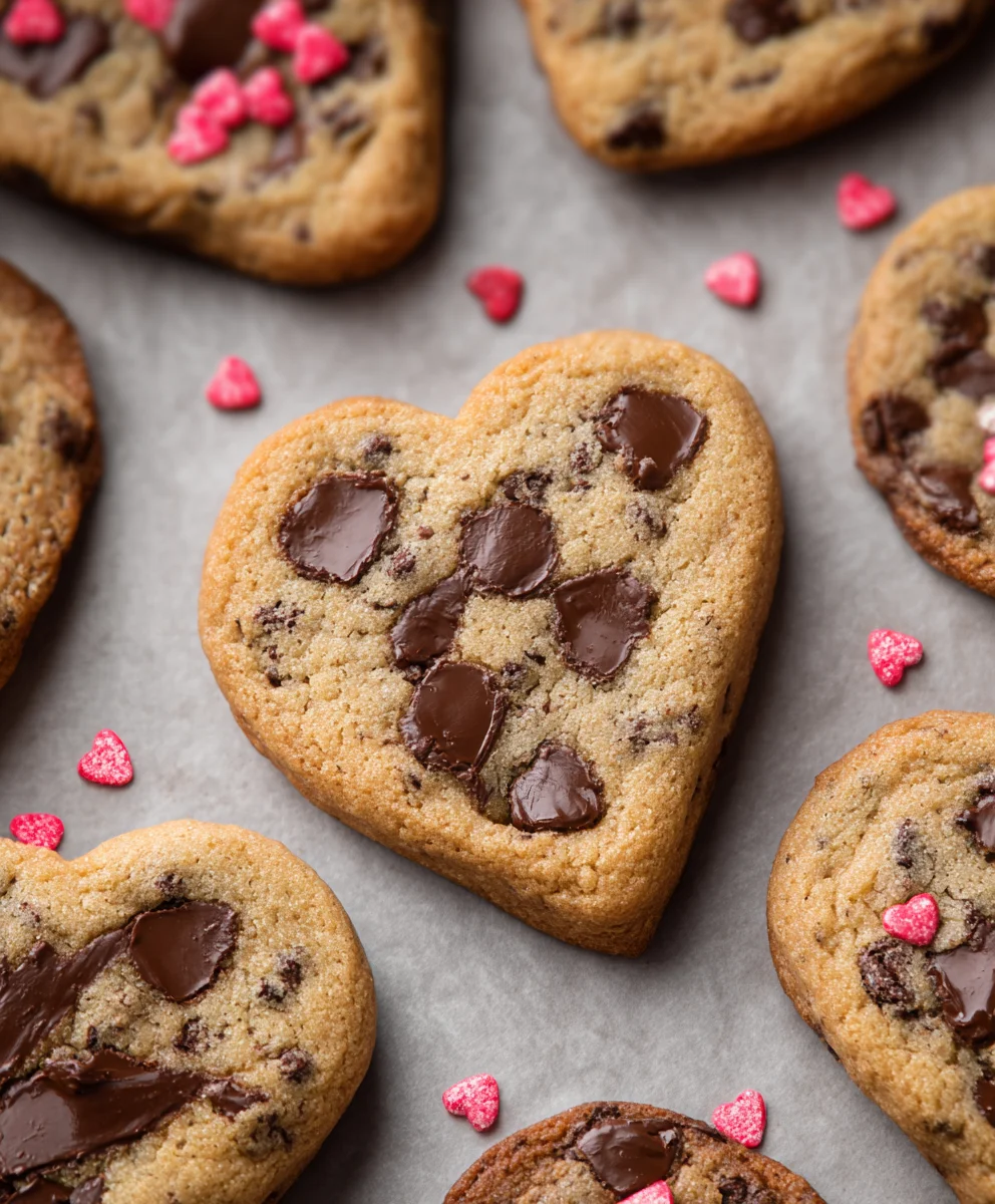 Heart Shaped Chocolate Chip Cookies-Easy Homemade Recipe