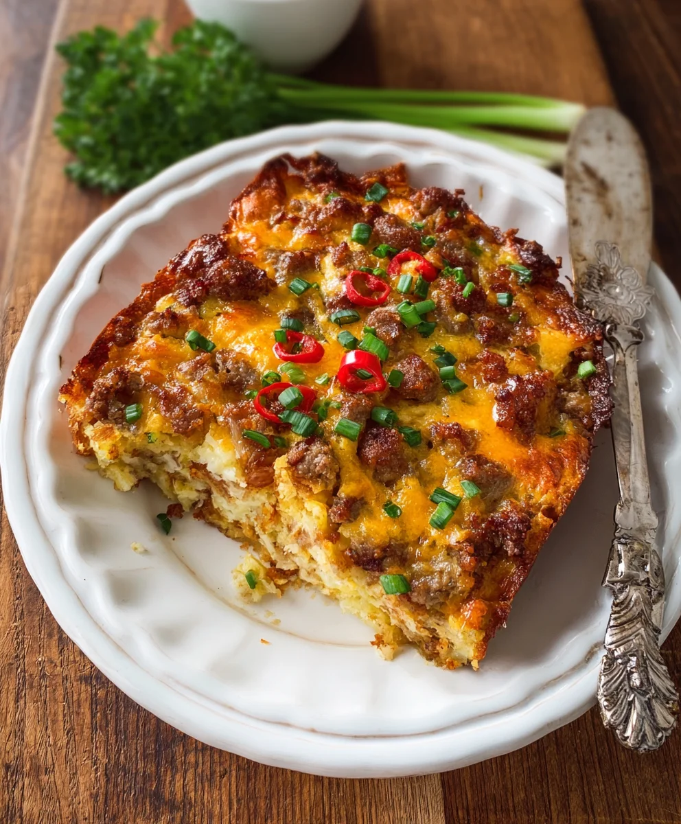 Beef Sausage Hash Brown Breakfast Casserole - Easy Meal
