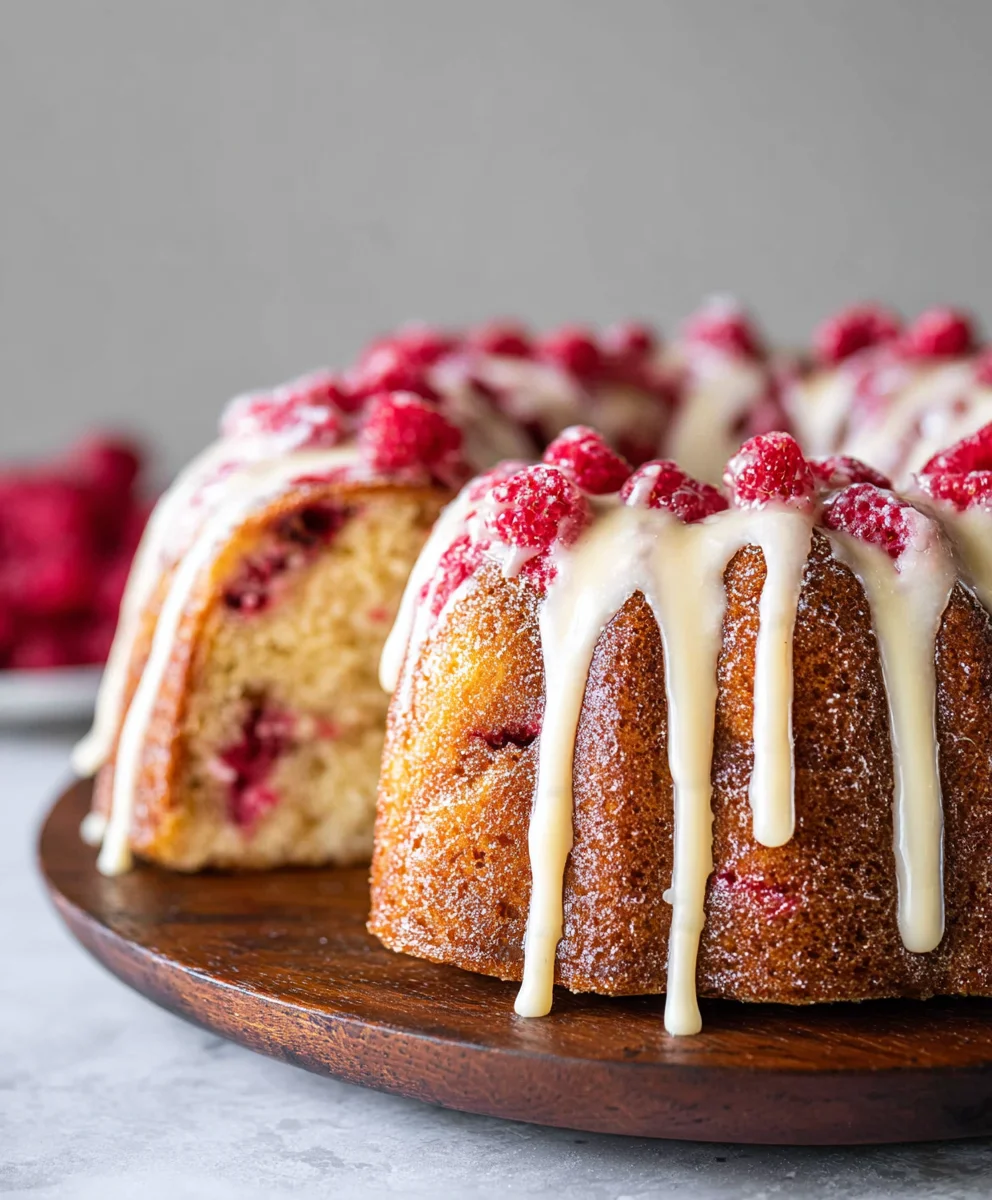 Raspberry White Chocolate Bundt Cake-Easy Dessert