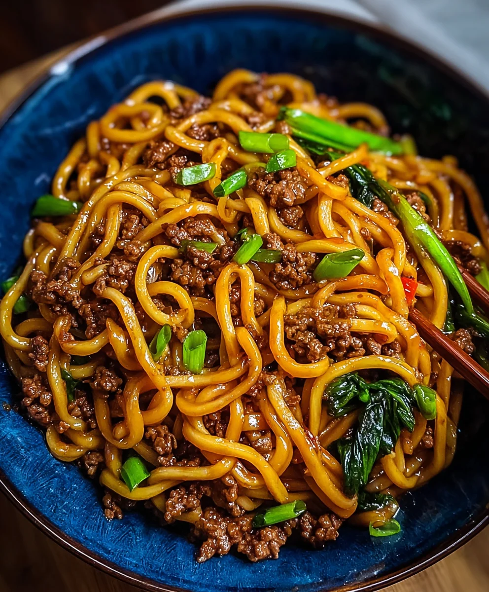 Easy Mongolian Ground Beef Noodles Recipe