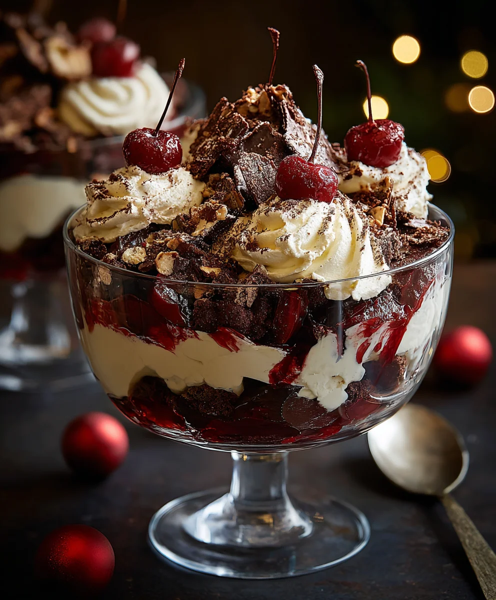 Christmas Black Forest Trifle-Festive & Easy Dessert