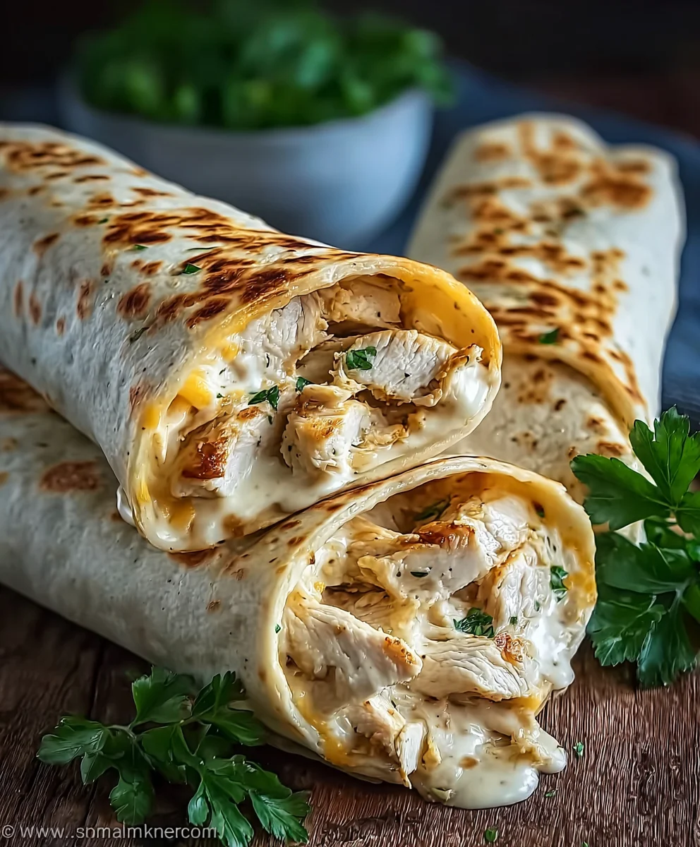Cheesy Chicken Garlic Wraps - Easy Dinner Recipe