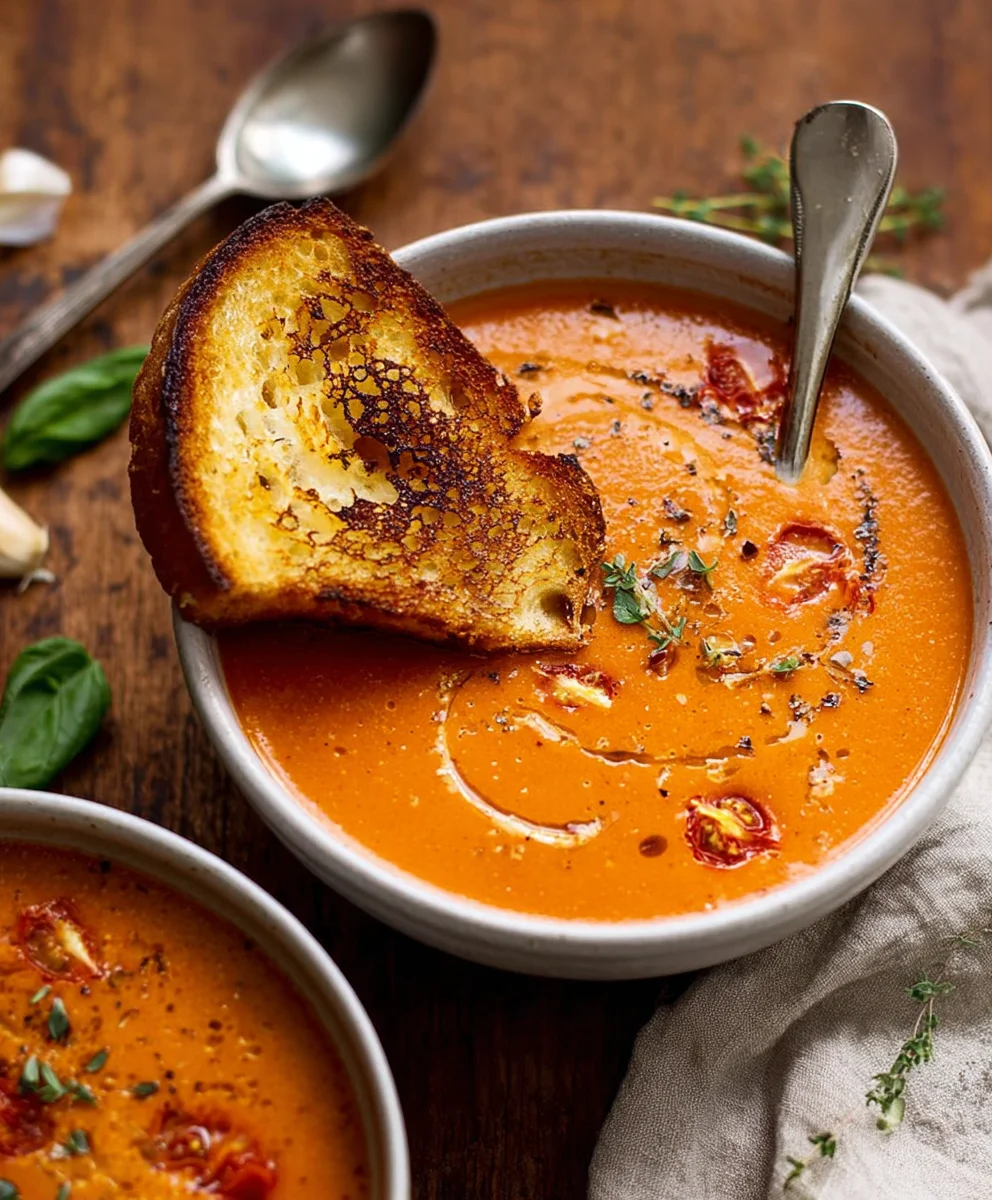 Creamy Roasted Garlic Tomato Soup Recipe