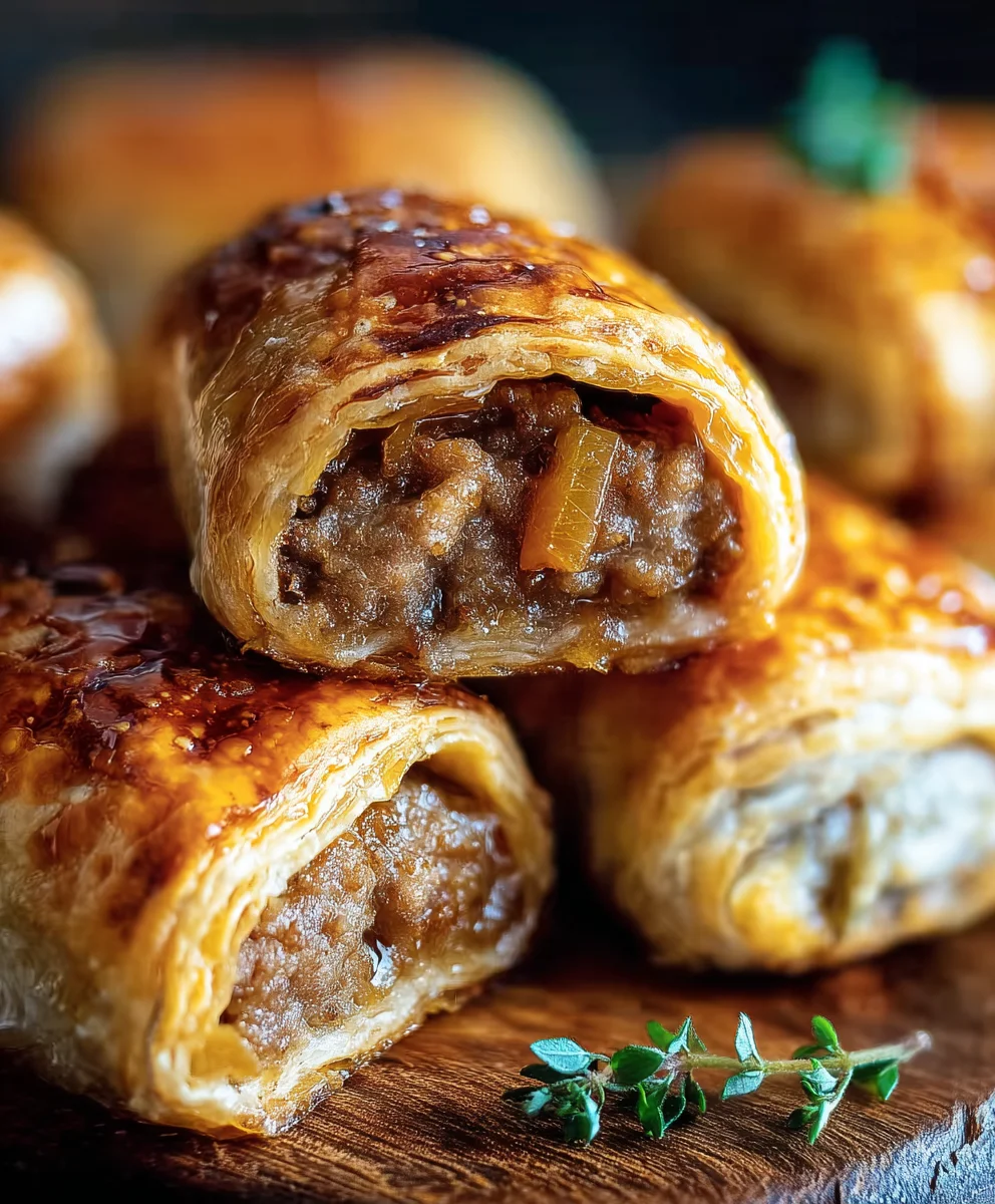 French Onion Beef Sausage Rolls-Savory Bites
