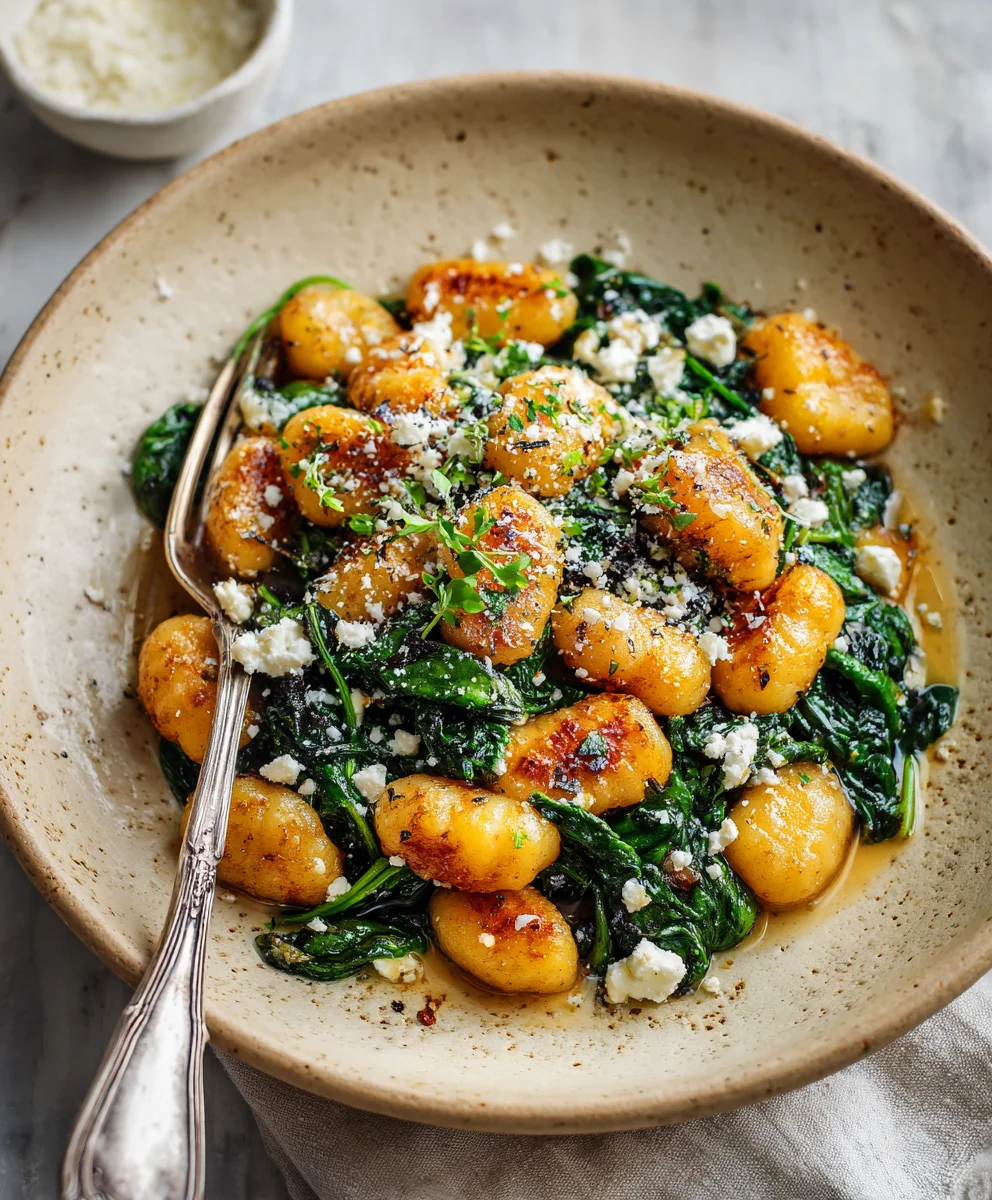Crispy Gnocchi Spinach Feta Easy Weeknight Meal