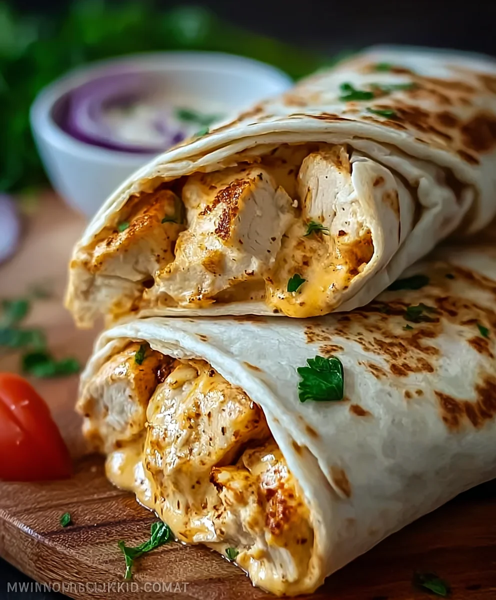 Cheesy Chicken Garlic Wraps - Easy Dinner Recipe