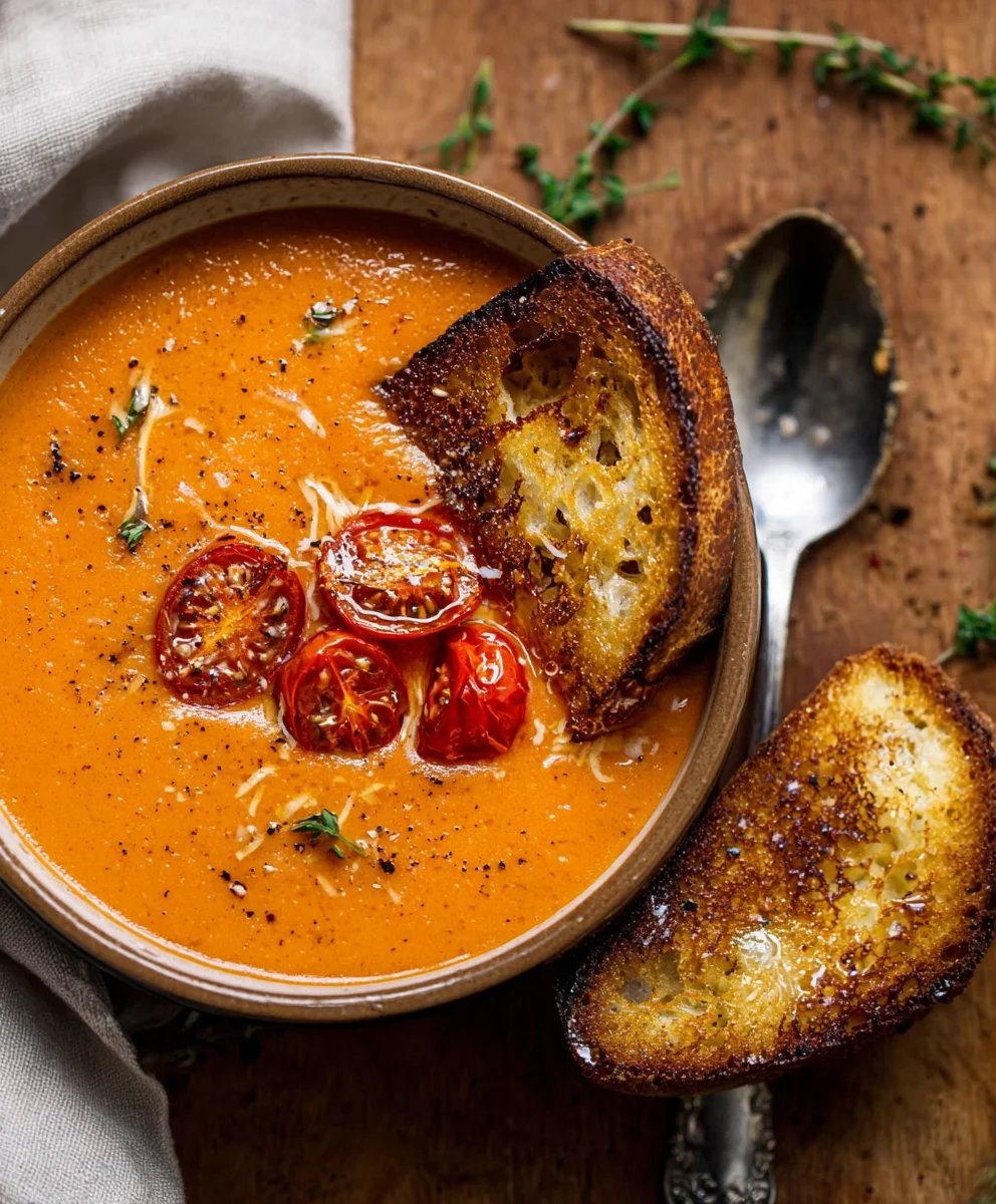 Creamy Roasted Garlic Tomato Soup Recipe