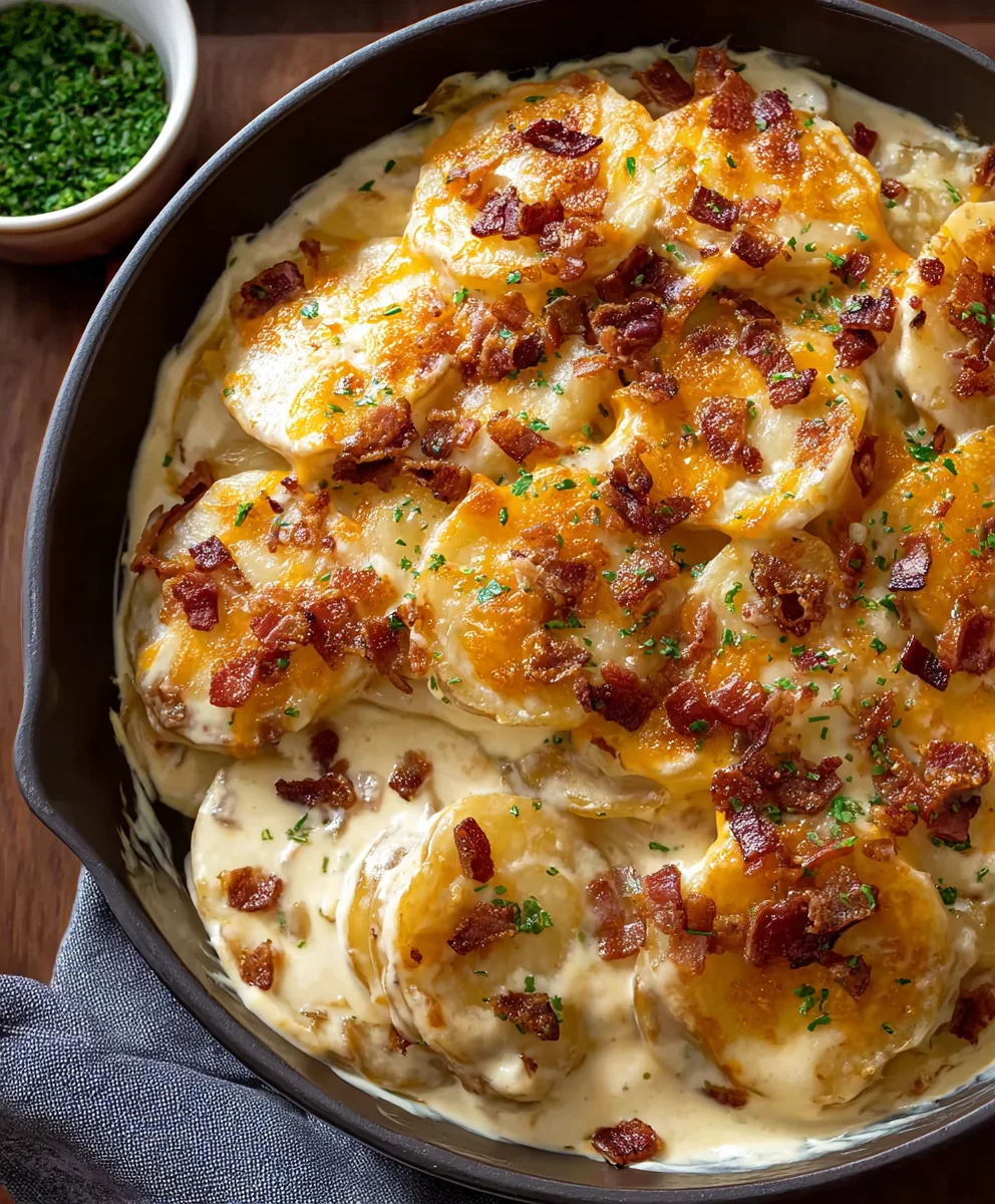 Loaded Scalloped Potatoes - Cheesy Beef Delight