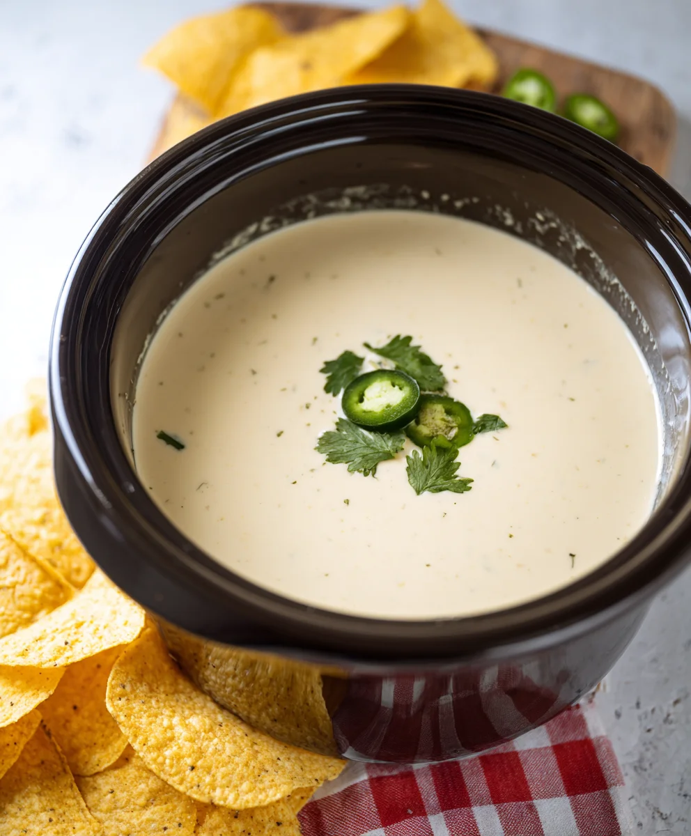 Easy Crockpot White Queso Dip Recipe