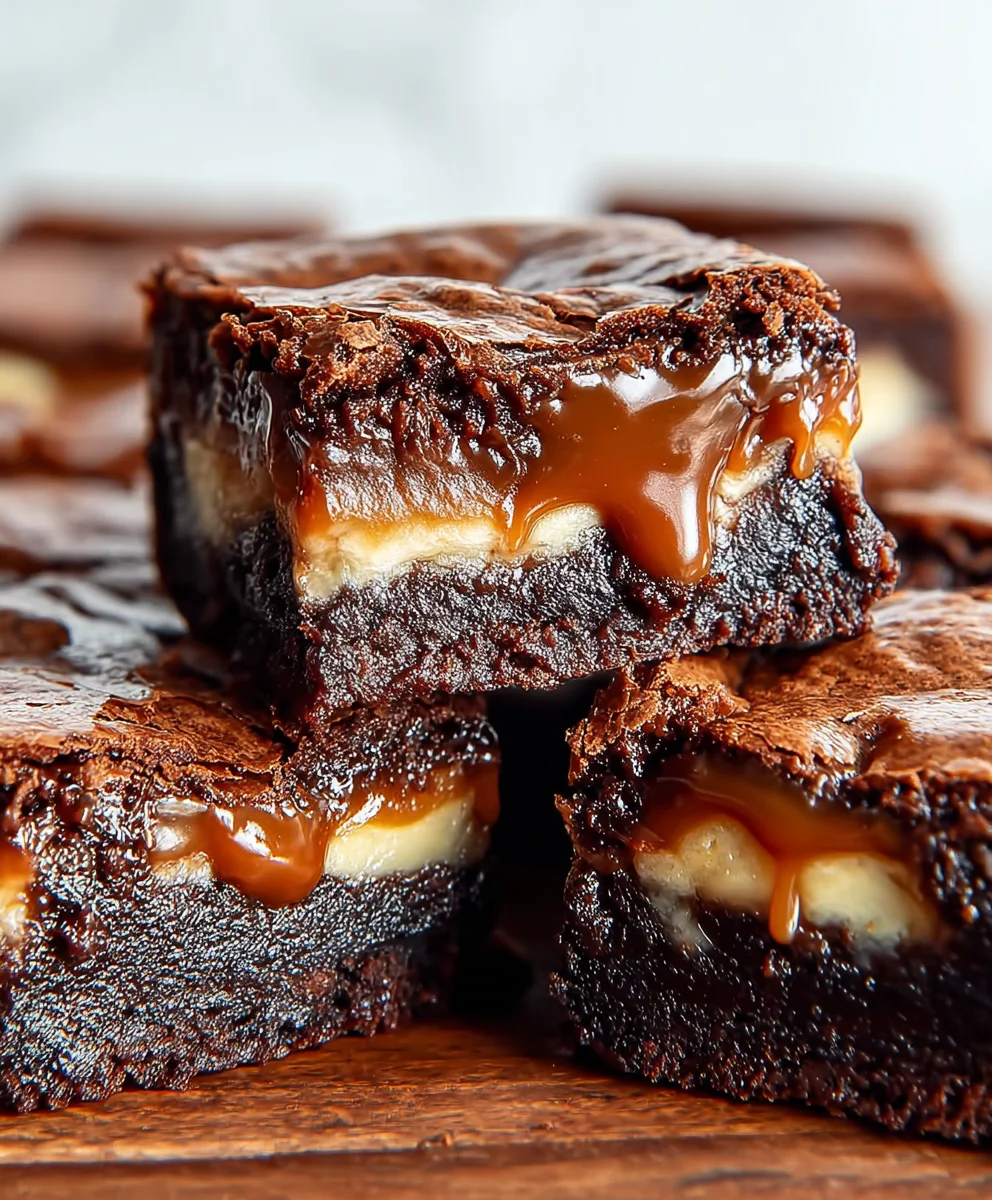 Caramel Nutella Cheesecake Brownies-Decadent Dessert