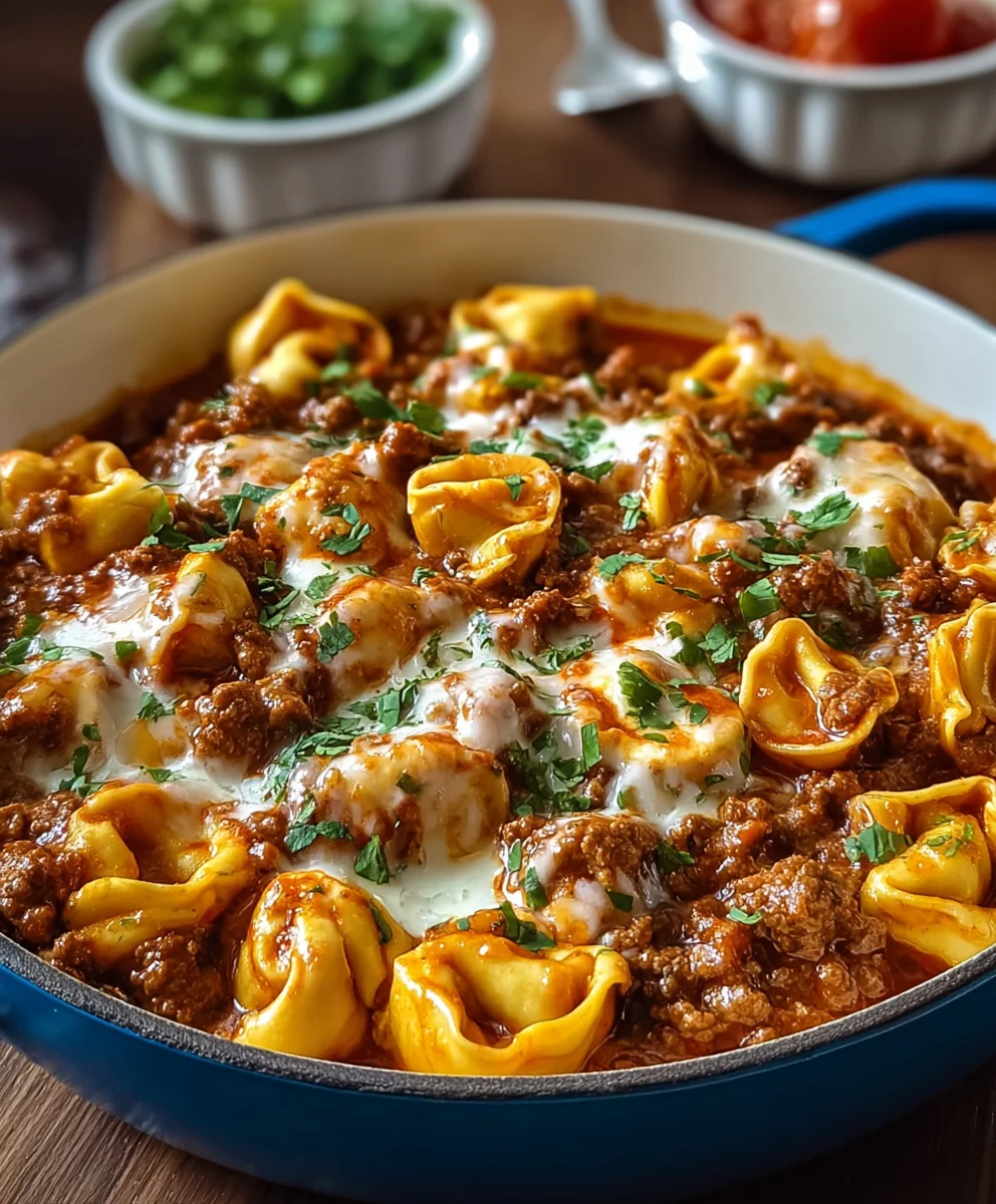 Cheesy Beef Enchilada Tortellini-Easy Dinner Delight