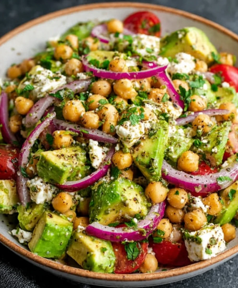Chickpea Feta Avocado Salad - Quick Healthy Meal
