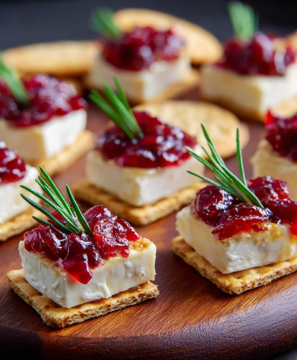 Easy No-Bake Cranberry Brie Bites Appetizer