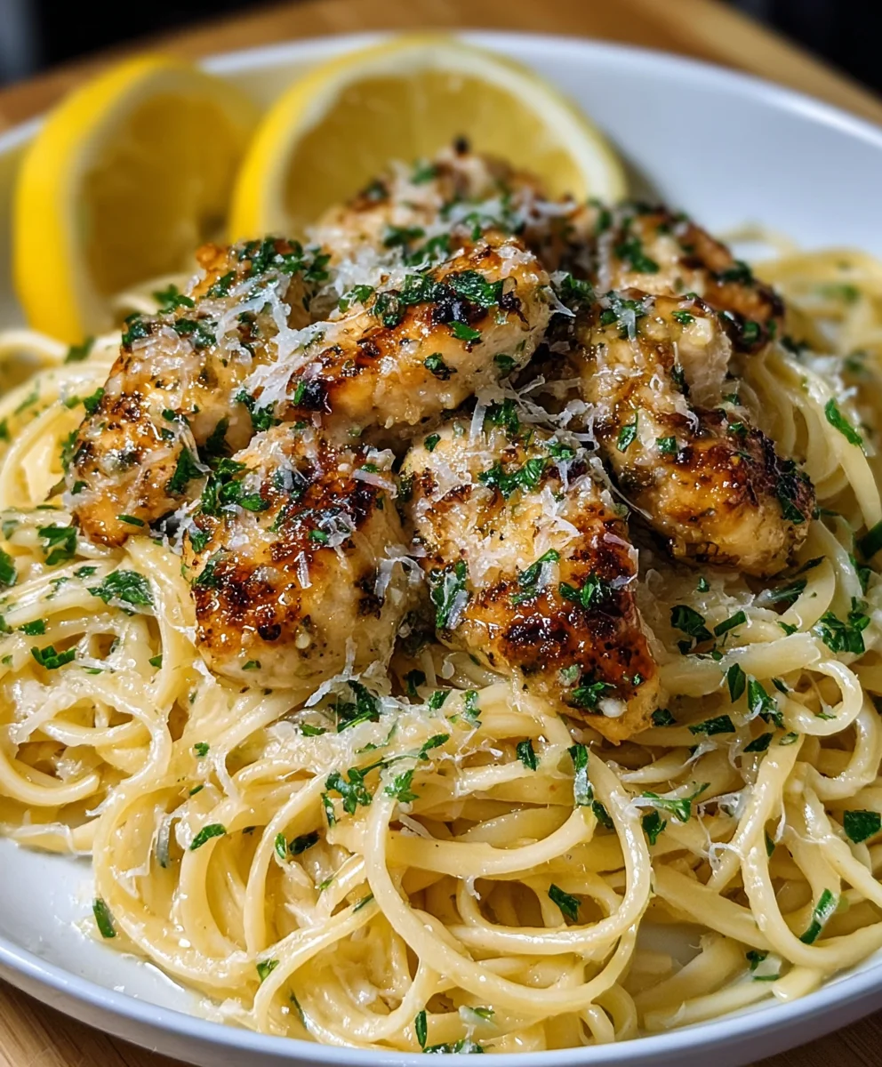 Lemon Garlic Butter Chicken Parmesan Linguine Recipe
