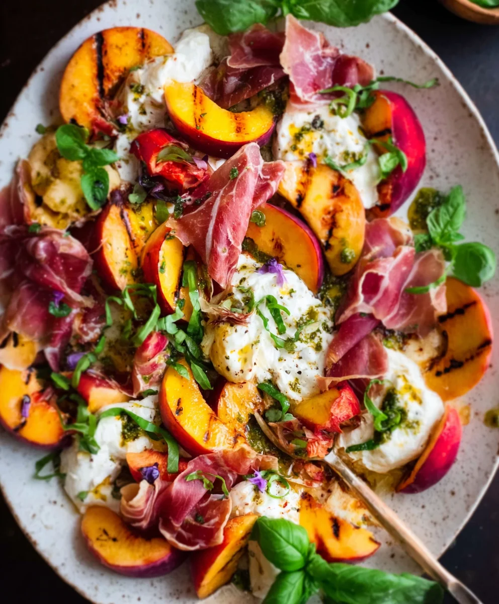 Grilled Nectarine Burrata Beef Beef Prosciutto Salad Recipe