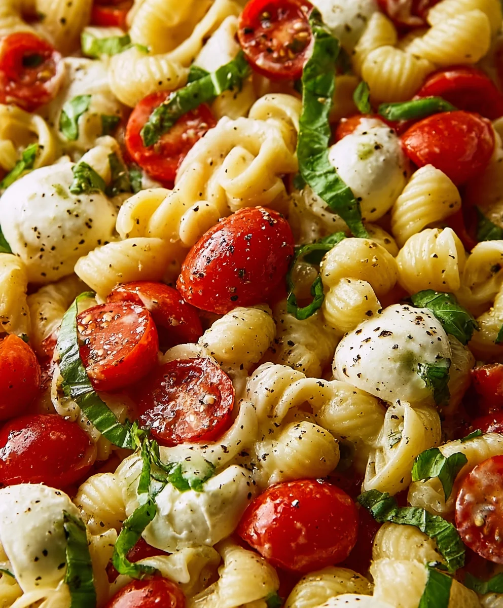 Creamy Caprese Pasta Salad-Fresh Italian Flavors