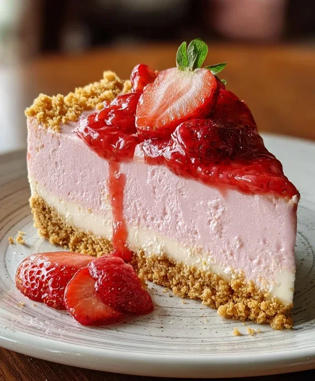 Pink Strawberry Crunch Cheesecake