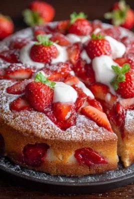 Easy Strawberry Cake with Strawberry Sauce