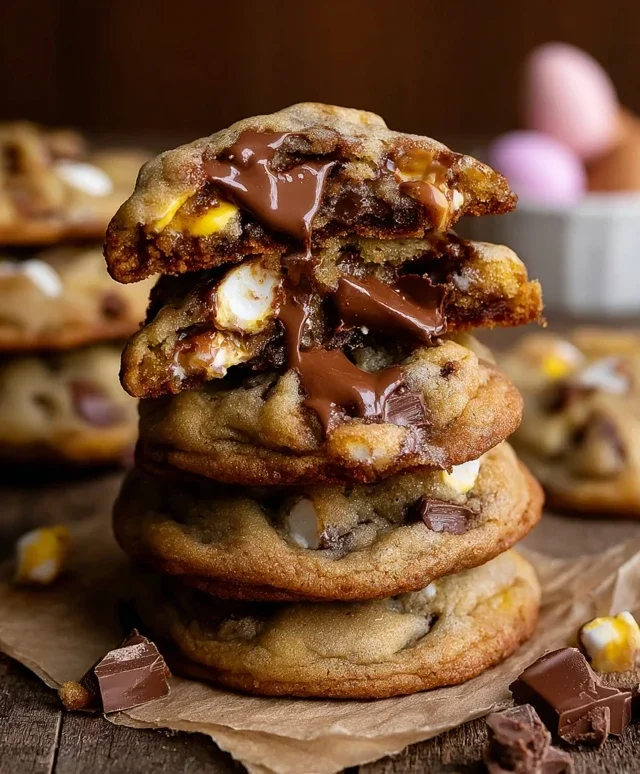 Brown Butter Cadbury Creme Egg Chocolate Chip Cookies