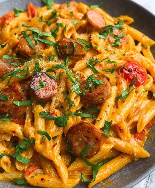 One Pot Creamy Cajun Sausage Pasta (30-Minutes)