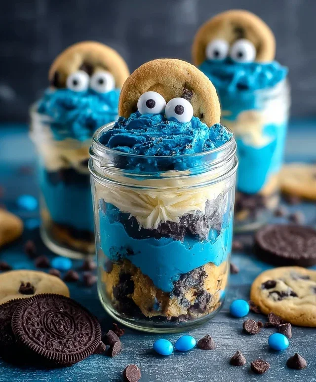 Cookie Monster Cake Jars