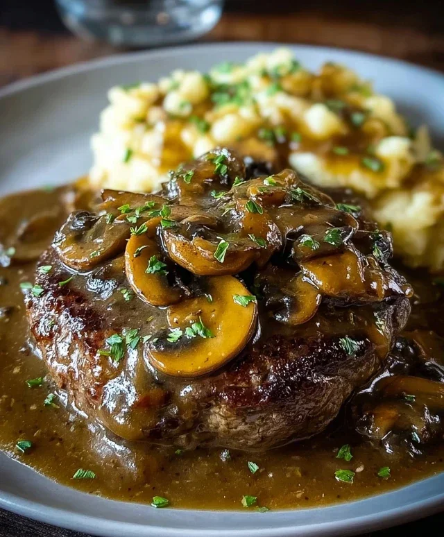 Bobby Flay’s Salisbury Steak Recipe with Mushroom Gravy
