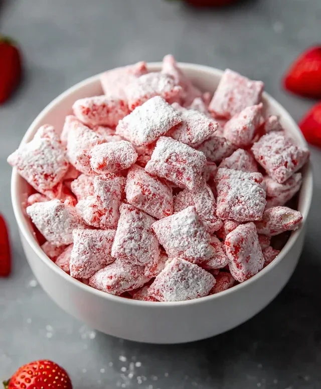 Easy Strawberry Shortcake Puppy Chow